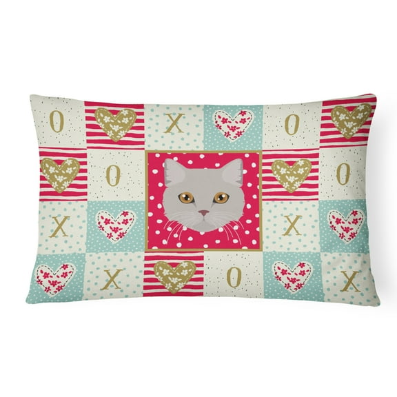 Carolines Treasures CK5094PW1216 Brazilian Semi Longhair Cat Love Canvas Fabric Decorative Pillow, Red, 12H x16W,