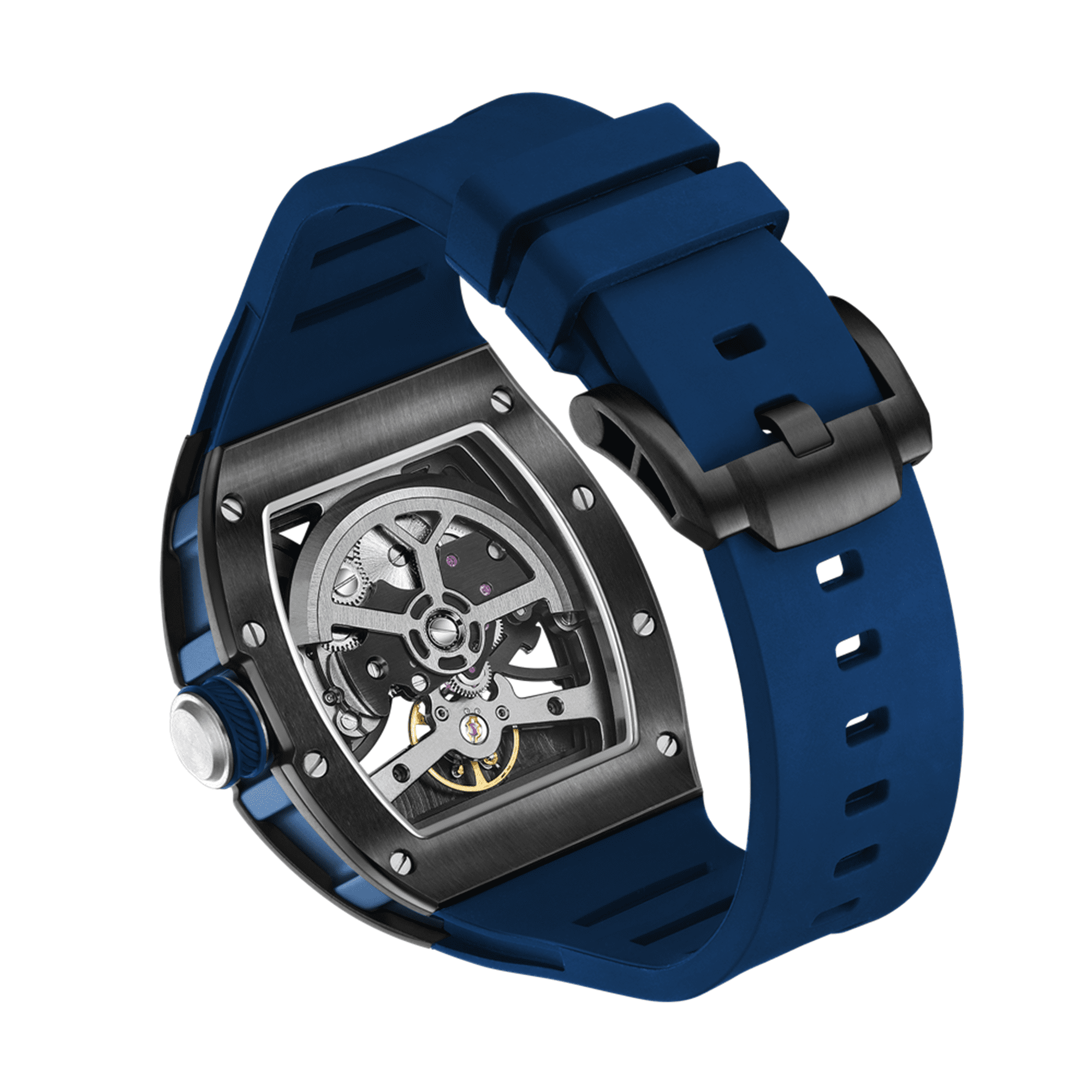 MEGIR Skeleton Dial Automatic Mechanical Movement Watches for Men Waterproof Sport Wristwatch Clock