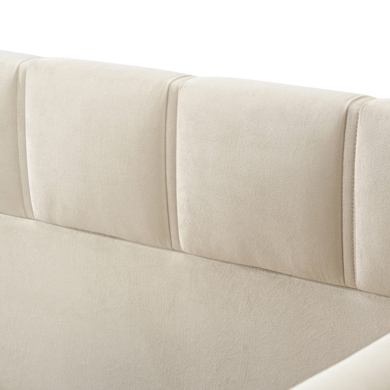 Twin Size Velvet Daybed with 2 Storage Pockets, Upholstered Guest Sofa Bed Frame with High & Padded Backrest