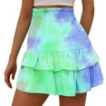 thumbnail image 3 of LEBONYARD Summer Clearance Womens Shorts,Trendy Women's Shorts with Elastic Waist,Women's Summer Solid Color High Waisted Shorts with Floral Pleated Hem Casual Shorts Green M, 3 of 5
