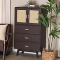 thumbnail image 6 of Baxton Studio Giancarlo Mid-Century Modern Espresso Brown Wood 3-Drawer Storage Chest with Rattan door, 6 of 22
