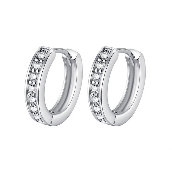LINXIQIN Womens 14K White Gold Plated Earrings with Cubic Zirconia 2 Piece Set