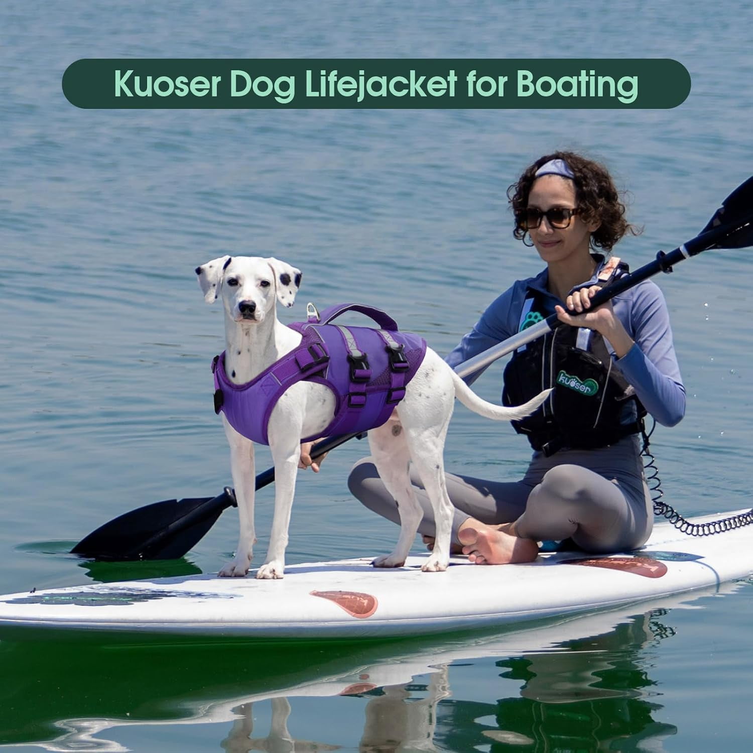 Kuoser Dog Life Jacket, High Flotation Dog Life Vest for Swimming Boating, Purple, S