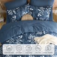 thumbnail image 3 of Juego de edredón Bedsure Queen Floral Navy de 7 piezas para cama en bolsa, 3 of 7