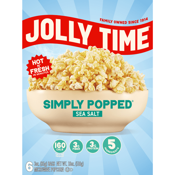 Jolly Time Simply Popped Sea Salt Microwave Popcorn 6PK