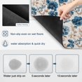 thumbnail image 3 of Blue Floral Dish Drying Mats for Kitchen Counter, Vintage Flower Botanical Brown Leaves Classic Absorbent Coffee Bar Mat with Non-slip Rubber Backed Quick Drying Dish Rack Pad 16"x18", 3 of 9