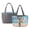 Blue and Brown - Giraffe, variant on Dolphin Hibiscus Print Quilted Tote Bag for Women Double Sided Work Bags with Pockets
