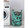 thumbnail image 3 of Hipster Laundry Bag, Repetitive Mustache and Glasses Masculine Art, Hamper Basket with Handles Drawstring Closure for Laundromats, 13" x 19", Seafoam Charcoal Grey, by Ambesonne, 3 of 4