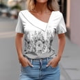 thumbnail image 2 of Camisetas de Manga Corta para las Mujeres Impresas Primavera Verano Botón de la Camiseta Casual, Camisetas de Mujer Casual, 2 of 4