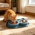 thumbnail image 6 of Slow Feeder Dog Bowls,Puppy Bowls,Stainless Steel Food and Water Bowl Set 3 in 1 No Spill Waterproof Silicone Pet Food Mat Puppy Feeding Station for Large Medium Small Breed Non Slip Metal Dish Tray, 6 of 7