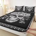 thumbnail image 3 of Homewish Gothic Skeleton Ekull Twin Sheet Sets,Retro Flower Floral Twin Fitted Sheet,Victorian Print Flat Sheet For Kids,Super Cozy Room Decor,3-Piece, 3 of 7
