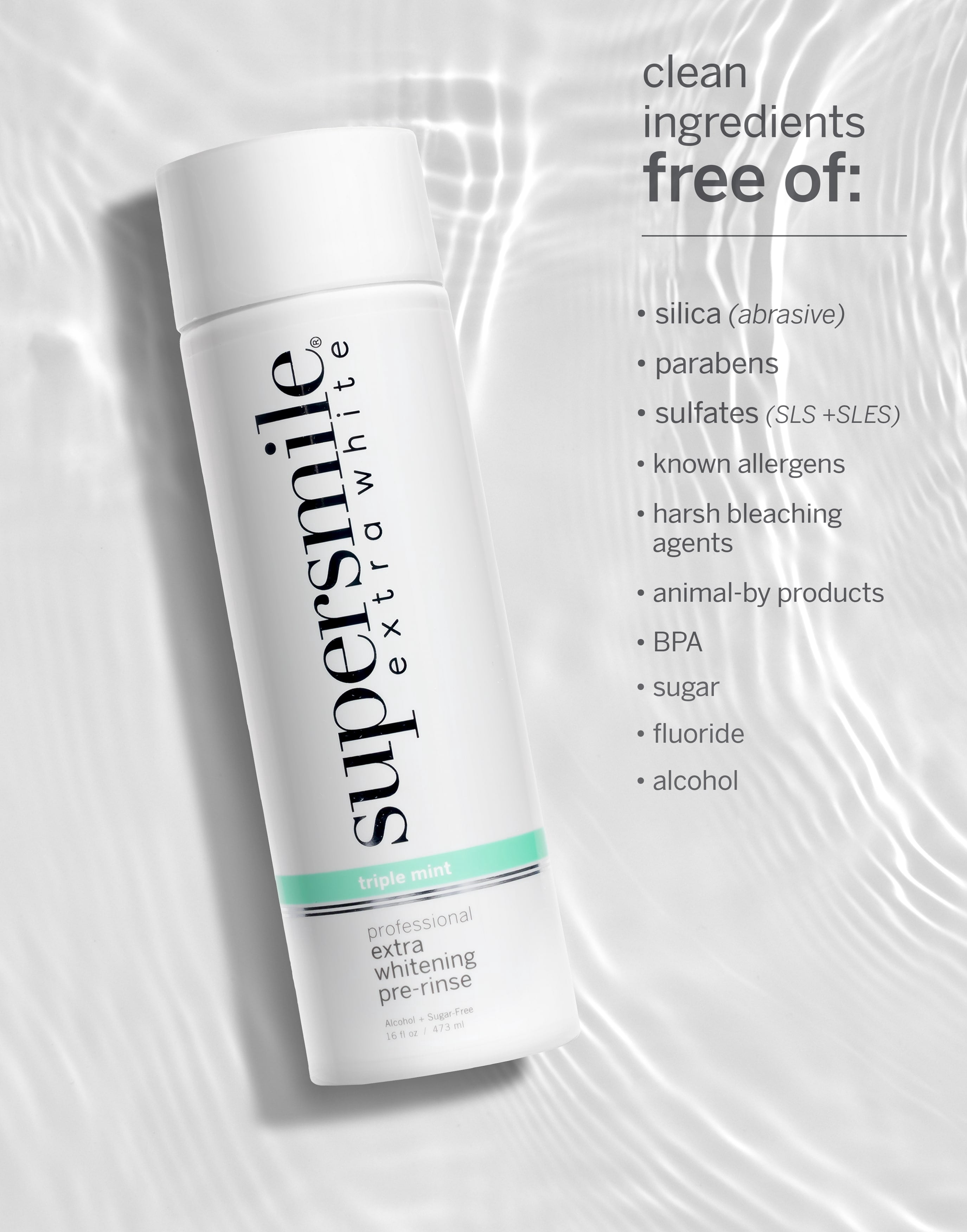 Supersmile Extra Whitening Pre-Rinse, Pre-Brush Mouthwash, Alcohol-Free, 16 oz