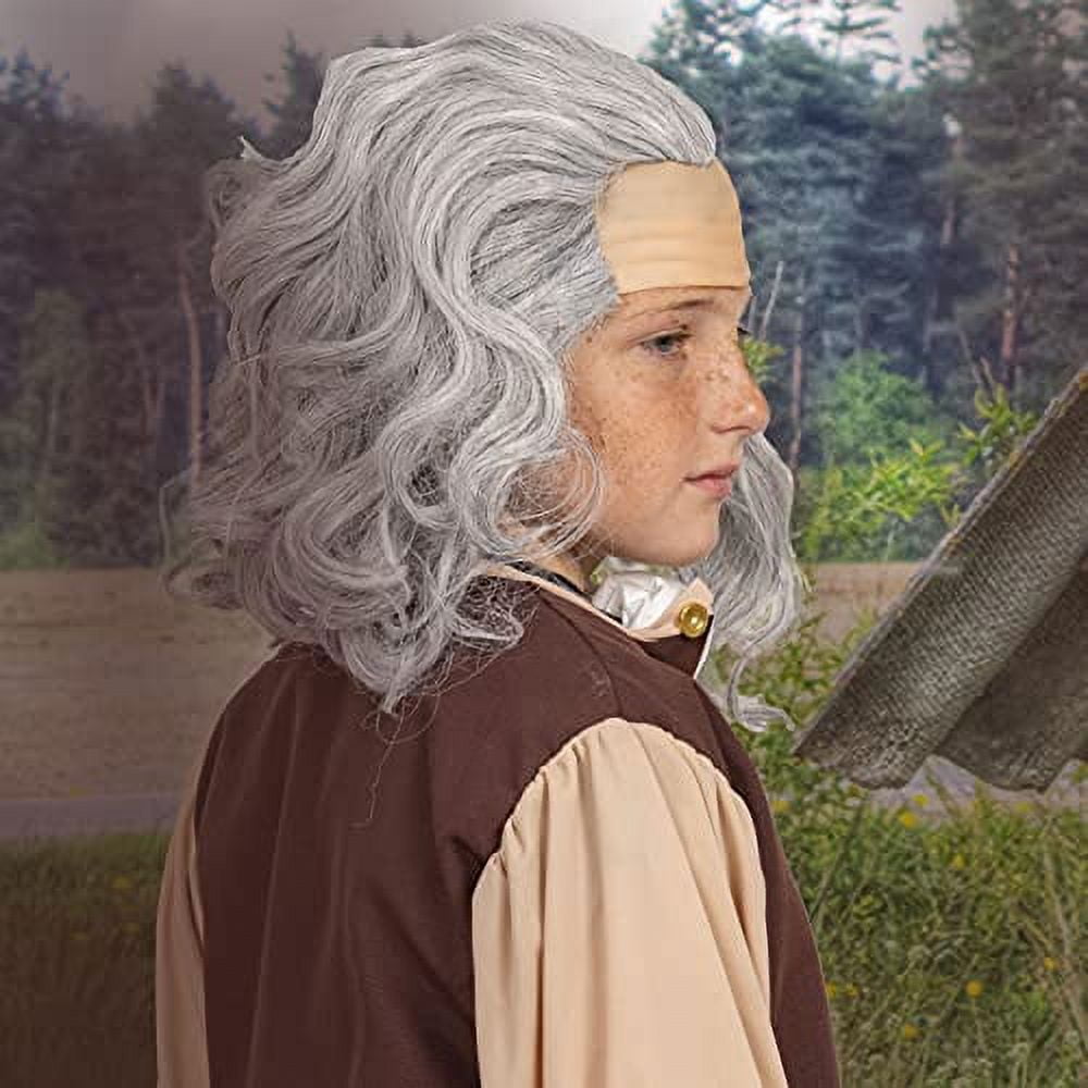 Skeleteen Grey Benjamin Franklin Wig - Receding Hairline Old People Senior Citizen Gray Balding Costume Wigs Dress Up Accessories Head Cap