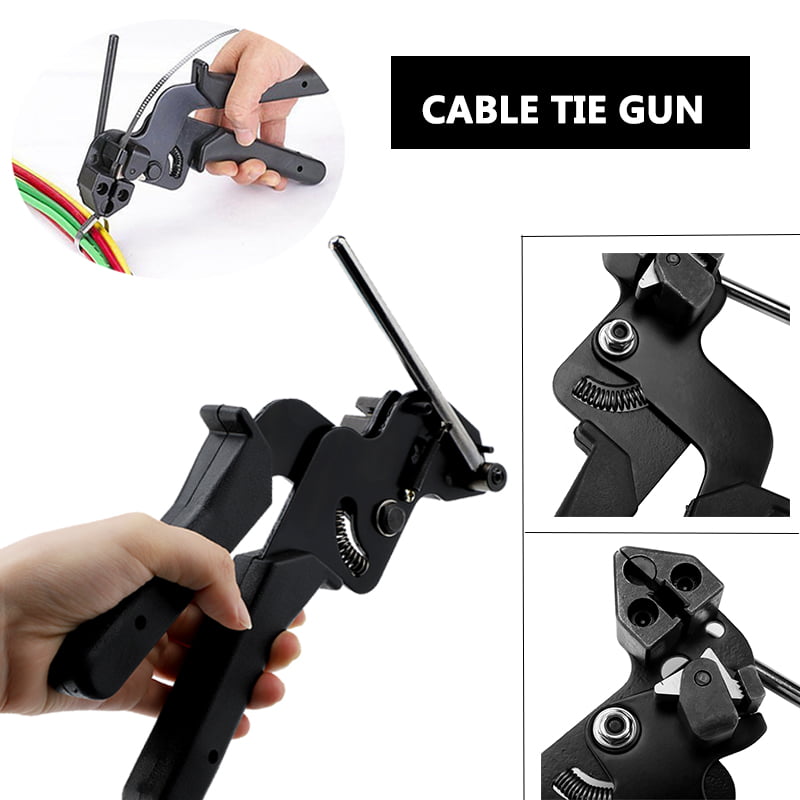 Cable Tie Gun Carbon Steel Tensioning Cutting Tool Plastic Nylon Cab Automatic 