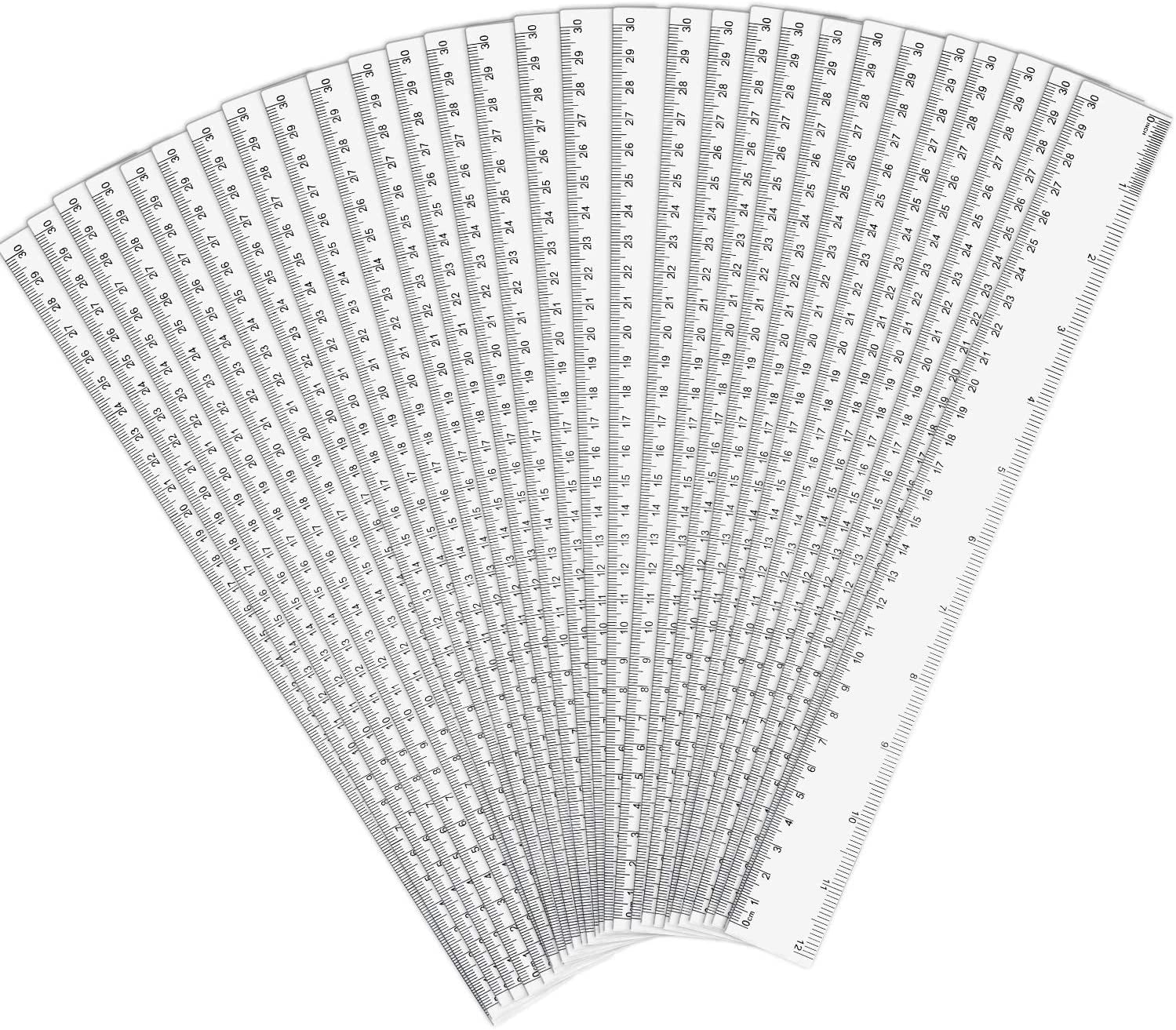 HCXIN 12 Inch Plastic Ruler Clear Ruler School Ruler with Inches and