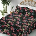 thumbnail image 3 of Ambesonne Flowers Vintage Fitted & Flat Sheet with Sham 3 Pcs Set, Delicate Roses Art, Twin XL, Pistachio Green Blush, 3 of 5