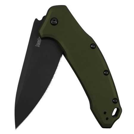 Kershaw Link Olive/Black Pocket Knife (1776OLBLK) 7.6” 420HC Stainless Steel DLC Coated Blade; Machined Anodized Aluminum Handle; SpeedSafe Assisted Opening, Liner Lock, Reversible Pocketclip; 4.8 (Best Affordable Pocket Knife)