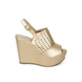 thumbnail image 2 of New Women Refresh Kama-02 PU Peep Toe Perforated Slingback Platform Wedge Sandal, 2 of 6