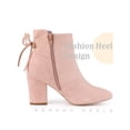 thumbnail image 3 of Unique Bargains Women's Round Toe Chunky Heels Ankle Booties Dust Pink (Size 7), 3 of 5