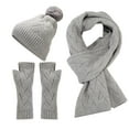 thumbnail image 1 of MIASHUI Unisex Autumn Winter Outdoor Cold Protection Warm Hat, Gloves, and Scarf Three-Piece Set, Solid Color Knit Scarf Set Grey, 1 of 6