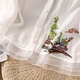 thumbnail image 4 of Pxiakgy Linen Tops for Women Dressy Blouses Summer Tshirts Retro Embroidered 3/4 Sleeve Boho Tops Elbow Sleeve Bohemian Tops Peasant Tops Summer Tops for Women Breathable Top White L, 4 of 4