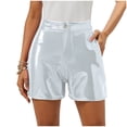 thumbnail image 2 of Yindaity Womens Mardi Gras Sequin Shorts Women's Metallic Rave Shorts Shiny High Waisted Bottoms for Dance Festival(Silver,S), 2 of 7