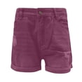 thumbnail image 3 of Conairie Jean Shorts Womens Slim Stretchy High Waisted Denim Shorts Vintage Washed Summer Trousers with Pockets Purple XS, 3 of 5