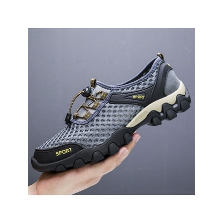 

Lacyhop Men s Summer Breathable Round Toe Water Shoe Mens Fishing Mesh Slip On Wading Shoes Flexible Flat Barefoot Shoes