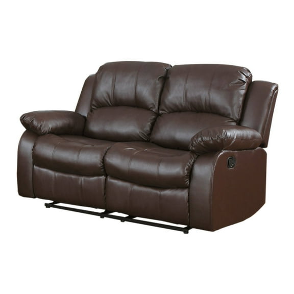 Casa Andrea Milano Classic Bonded Leather Dual Reclining Loveseat, Brown