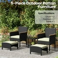 thumbnail image 6 of Yaheetech 5-Piece Outdoor Wicker Conversation Set with Ottomans and Coffee Table, Set of 5, Black/Beige, 6 of 7