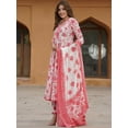thumbnail image 3 of KALINI Floral Printed Anarkali Pure Cotton Kurta with Trousers & Dupatta - Indian Ethnic Traditional Wear Kurta Set, 3 of 7