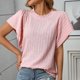 thumbnail image 5 of Usted Es Más Que un Puntaje de Prueba Capa de Camisa de Manga Corta con Ruffles, Estampado Cuello Redondo Blusa Casual, 5 of 6