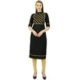 thumbnail image 4 of Bimba Womens Rayon Designer Tunic Lace Detail Yoke Kurtis Top Straight Blouse, 4 of 9