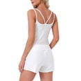 thumbnail image 3 of INSPIRE CHIC Women's Pointelle Pajama Sleepwear Solid Camisole Tops with Shorts Double Strap Loungewear Sets M White, 3 of 6
