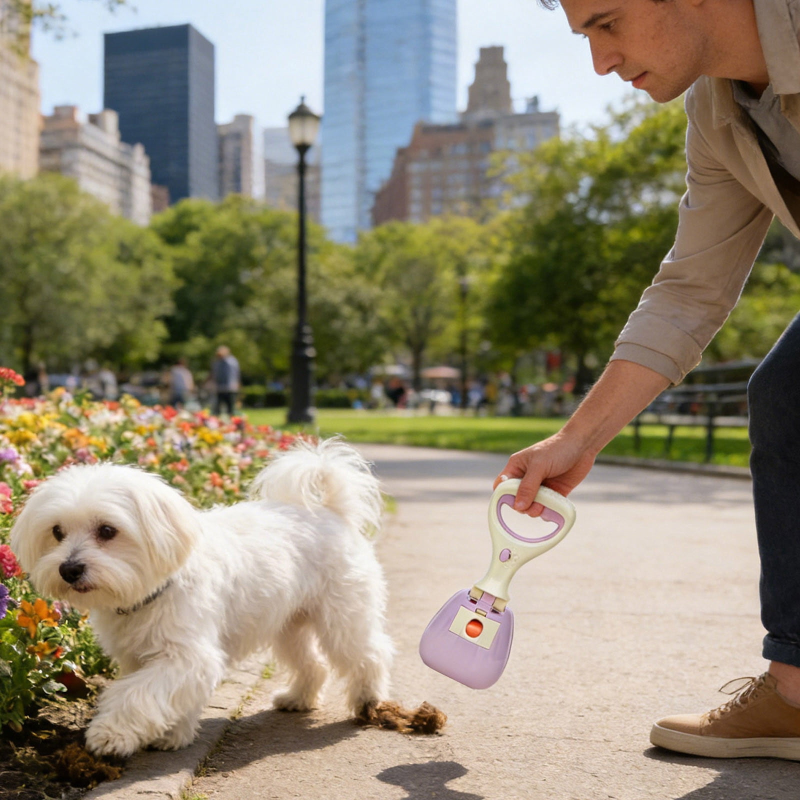 Dog Poop Waste Disposal Portable Pick Up Tool With Dispenser Leash For Outdoor Walking Cleaning