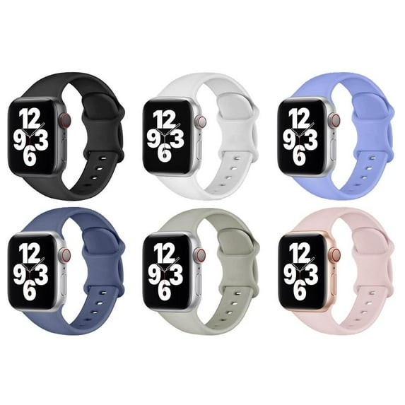 ALMNVO 6Pack Compatible with Aplle Watch Bands 44mm 45mm 42mm 49mm Ultra, Silicone Sport Band Adjustable Elastic Wristbands Replacement for iWatch Series 8 7 SE 6 5 4 3 2 1 Accessories Women Men