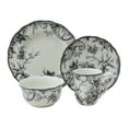 thumbnail image 3 of 222 Fifth Adelaide Round 16-Piece Porcelain Dinnerware Set, Black Toile, Dishwasher-Safe, 3 of 8