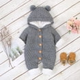 thumbnail image 4 of Weebloom Boys Sweater Baby Plus Velvet Winter Warm Coat Knit Outwear Hooded Jumpsuit Tops Sweaters 3-6 Months Grey, 4 of 5