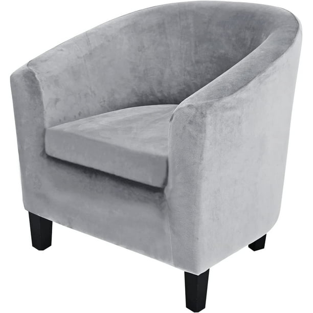 Neoroom Velvet Tub Chair Covers Club Slipcover Barrel Wing Back Armchair Sofa Furniture Protector Couch For Bar Living Room Light Grey One Size Com Neoroom Velvet Tub Chair Covers Club, Black Barrel Chair Cover