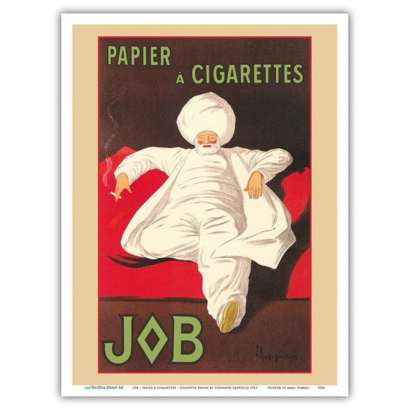 JOB Rolling Papers Paris - Papier A Cigarettes - Vintage Advertising Poster by Leonetto Cappiello 1912 - Master Art Print (Unframed) 9in x 12in