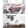 thumbnail image 5 of Navy Blue Brown Wood Kitchen Dish Towels for Drying Dishes Set of 2, Farmhouse Vintage Wooden Waffle Weave Microfiber Hand Tea Bathroom Towels Quick Dry & Absorbent Towel 12x12, 5 of 7
