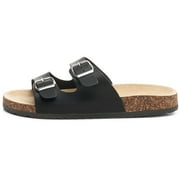 Alpine Swiss Mens Double Strap Slide Sandals with EVA Sole - Flat Casual Comfort Shoes, Black