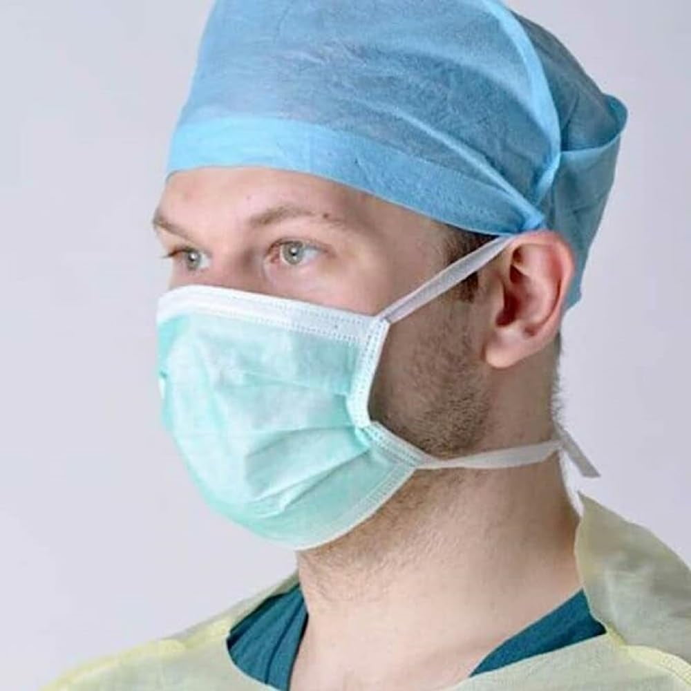 Disposable Tie-On Face Masks, 3-Ply, Level 3, 2000 Pack – Blue