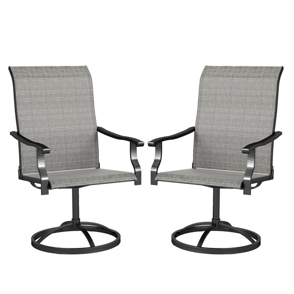 Outsunny Patio Swivel Chairs Set of 2, High Back Mesh Outdoor Chairs, Grey