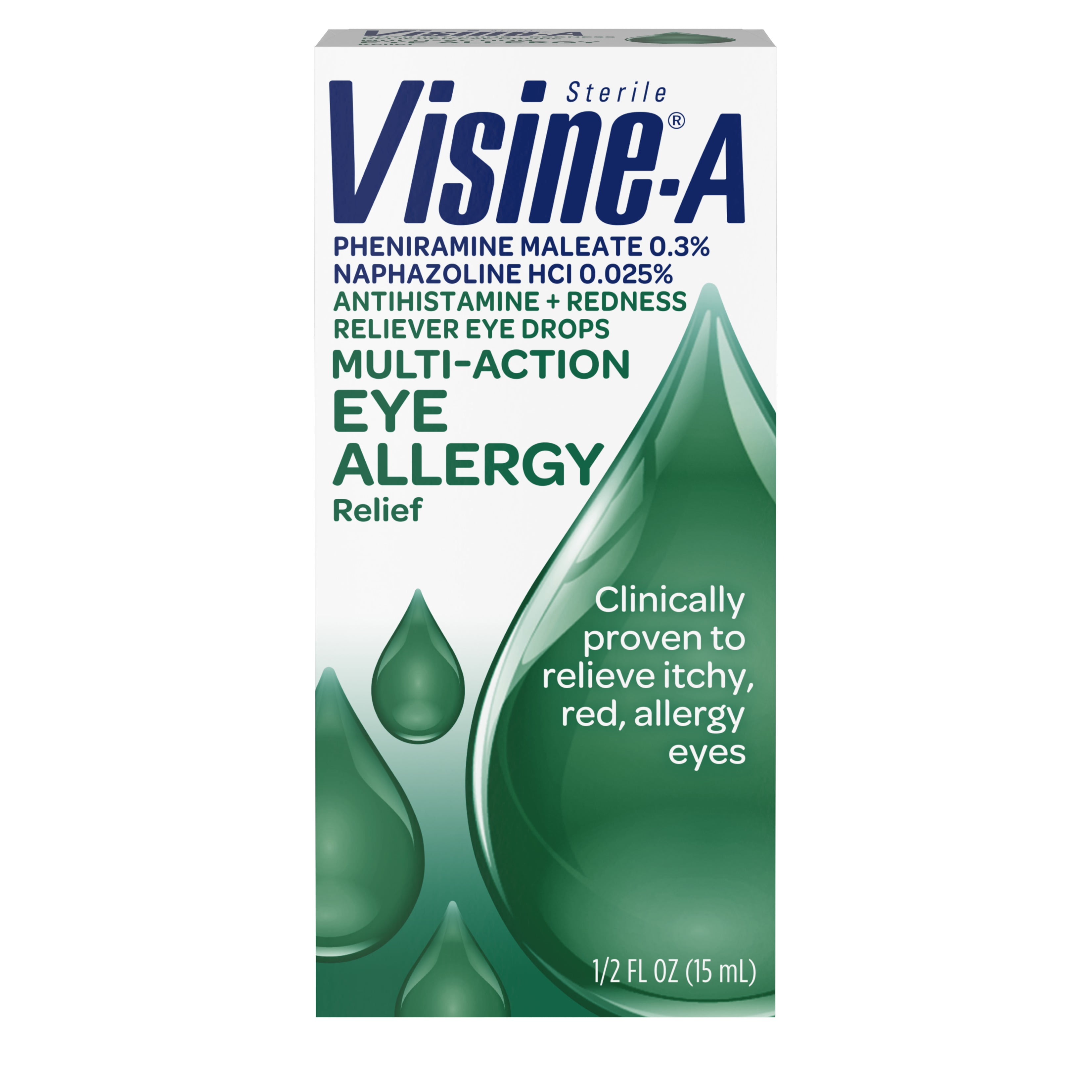 Visine A Antihistamine + Redness MultiAction Eye Allergy Reliever Eye Drops, .5 Fl. Oz