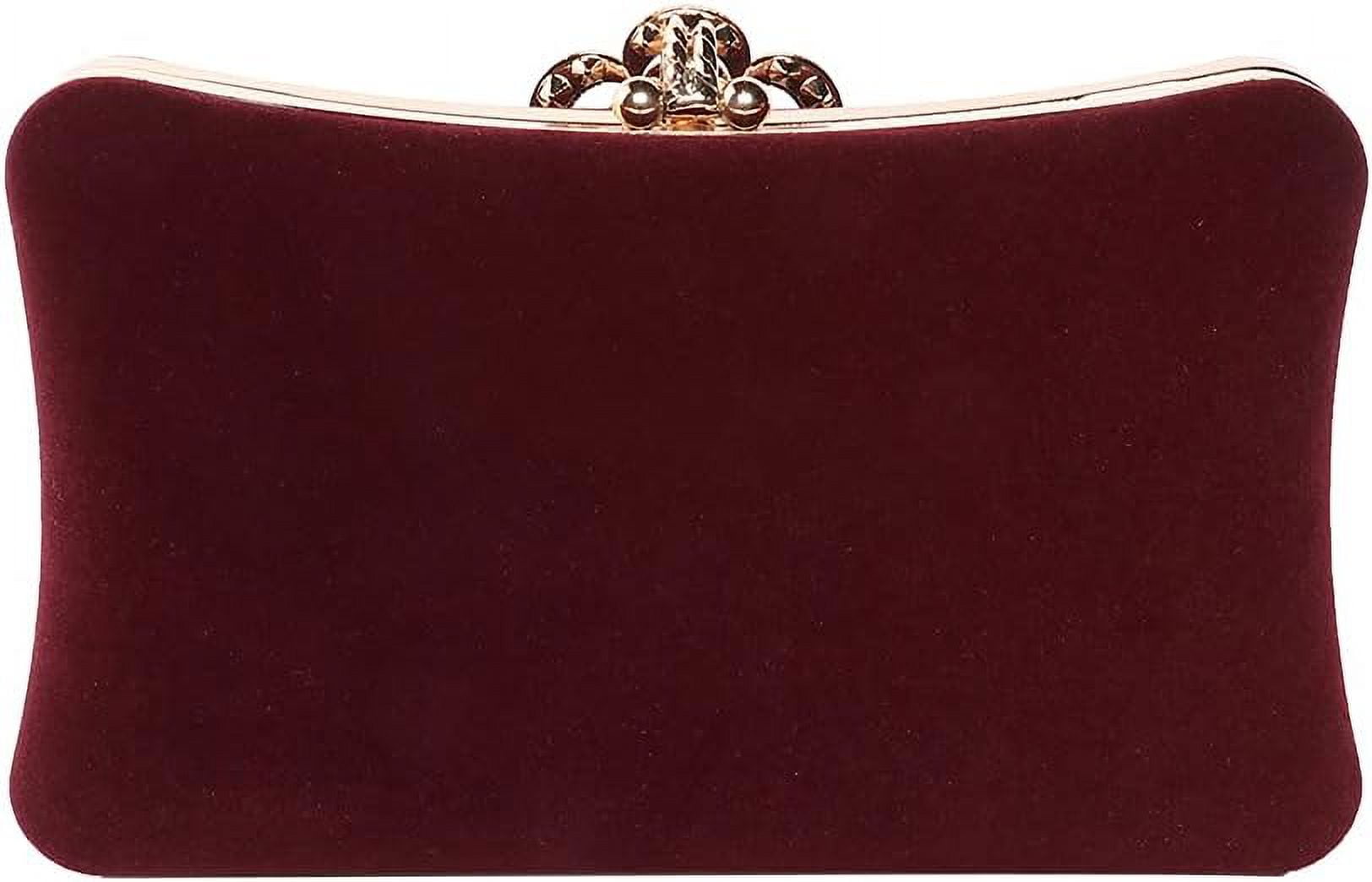 Kwuty Velvet Evening Bags For Women With Flower Closure Rhinestone Crystal Embellished Clutch Purse For Party Wedding