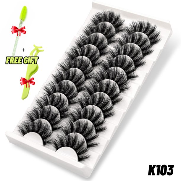 GROINNEYA-3D False Mink Lashes Fluffy Soft Slim Volume Natural Long False Lashes Maquillaje reutilizable 5 pares 10 pares hola suerte unisex