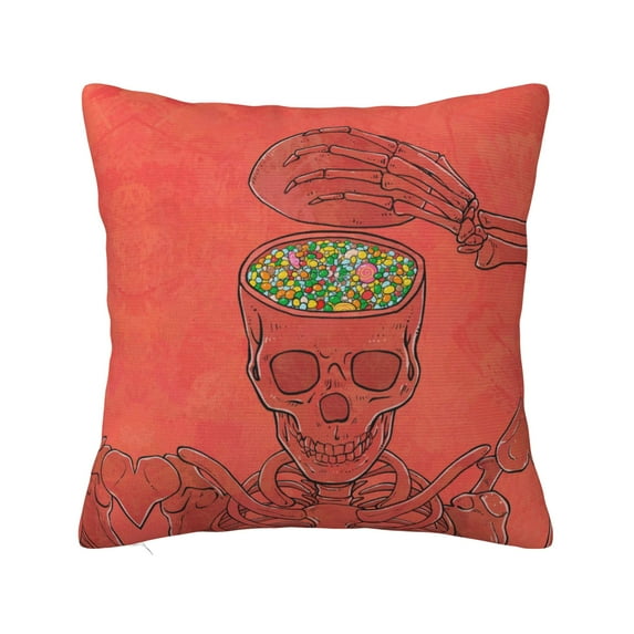ZICANCN Skull Illumination Imagination Decorative Throw Pillow Covers , Couch Sofa Decorative Knit Pillow Covers for Living Room Farmhouse 26"x26"