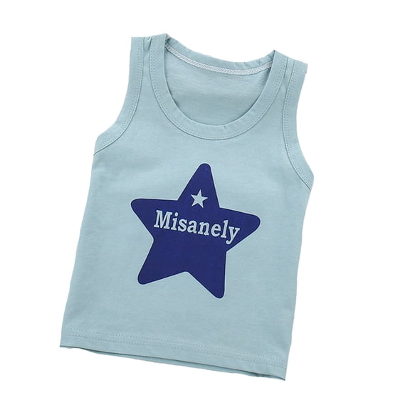 XUELUO Baby Boys Athletic Shirts Summer Cute Cartoon Print Crew Neck Sleeveless Vest Tank Tops Comfortable T-Shirts Daily-Wear,Blue,18-24 Months