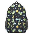 thumbnail image 3 of Dark Blue Dinosaurs Space Pattern Cute School Backpack Bag with Padded Back and Adjustable Shoulder Straps 16.9 X 12.6 X 5.9 Inches, 3 of 5
